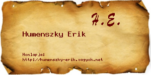 Humenszky Erik névjegykártya